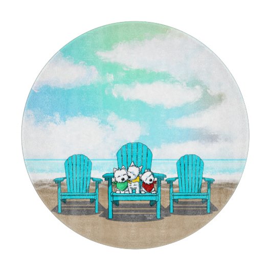 KiniArt Beach Westie Trio Snijplank (Voorkant)