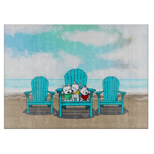 KiniArt Beach Westies Snijplank (Voorkant)