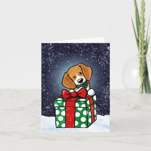 KiniArt Beagle Christmas Kaart (Voorkant)