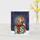 KiniArt Beagle Christmas Kaart (Gele Bloem)