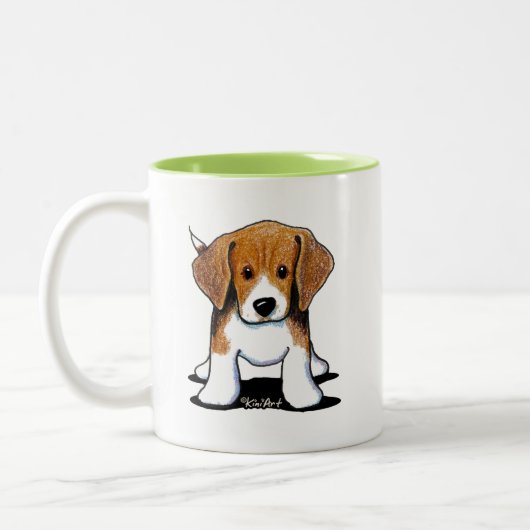 KiniArt Beagle Pup Tweekleurige Koffiemok (Links)