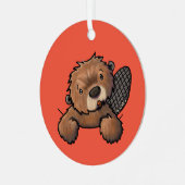 KiniArt Beaver Metalen Ornament (Voorkant links)