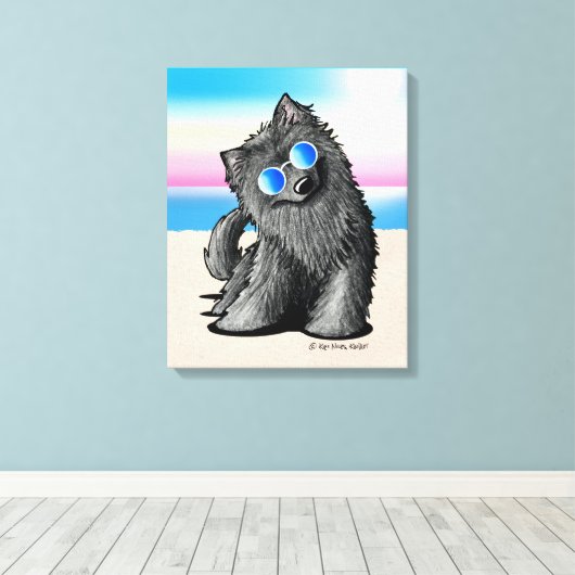 KiniArt Belgium Sheepdog Beach Canvas Afdruk (Insitu (Houten vloer))