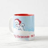 KiniArt Bichon Frise Kerstmis Tweekleurige Koffiemok (Voorkant links)