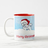 KiniArt Bichon Frise Kerstmis Tweekleurige Koffiemok (Links)