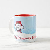 KiniArt Bichon Frise Kerstmis Tweekleurige Koffiemok (Voorkant links)