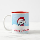 KiniArt Bichon Frise Kerstmis Tweekleurige Koffiemok (Links)