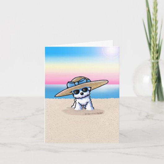 KiniArt Bichon Frise Strand Bedankkaart (Voorkant)