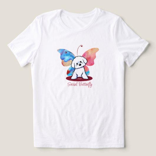 KiniArt Bichon Vlinder Tri-Blend Shirt (Design voorkant)