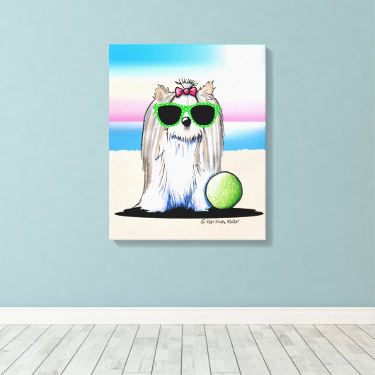 KiniArt Biewer Yorkie Terrier Canvas Afdruk (Insitu (Houten vloer))