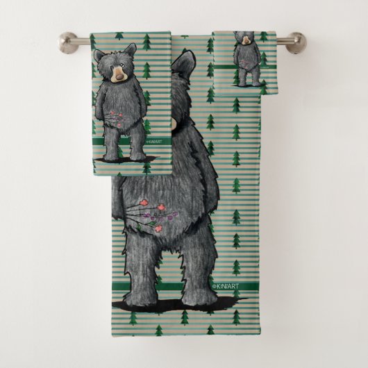 KiniArt Black Beer en Trees Bad Handdoek (Insitu)