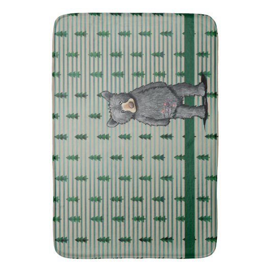 KiniArt Black Beer en Trees Badmat (Voorkant Verticaal)