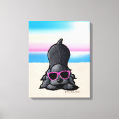 KiniArt Black Cocker Spaniel Dog Beach Canvas Afdruk (Voorkant)