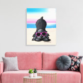 KiniArt Black Cocker Spaniel Dog Beach Canvas Afdruk (Insitu (Woonkamer))