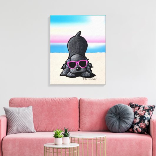 KiniArt Black Cocker Spaniel Dog Beach Canvas Afdruk (Insitu (Woonkamer))