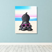 KiniArt Black Cocker Spaniel Dog Beach Canvas Afdruk (Insitu (Houten vloer))