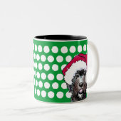KiniArt Black Doodle Santa Two-Tone Coffee Mok (Voorkant rechts)