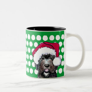 KiniArt Black Doodle Santa Two-Tone Coffee Mok