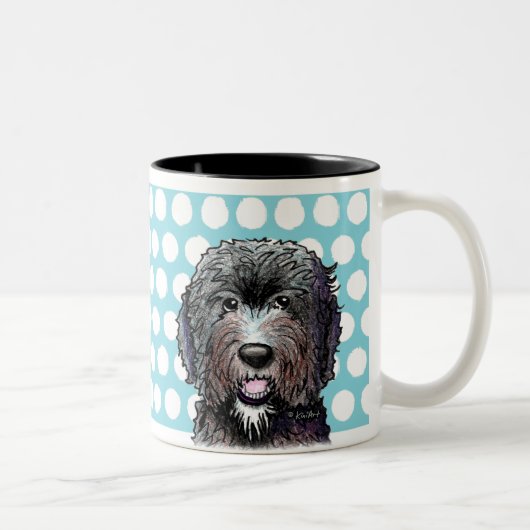 KiniArt Black Doodle Tweekleurige Koffiemok (Rechts)