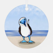 KiniArt Blauwe Gelaarsde Vogel Metaal Ornament (Achterkant)