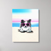 KiniArt Blue Merle Pomeranian Beach Canvas Afdruk (Voorkant)