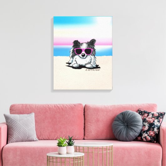 KiniArt Blue Merle Pomeranian Beach Canvas Afdruk (Insitu (Woonkamer))