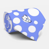 KiniArt Blue Westie Stippen Stropdas (Opgerold)