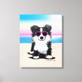 KiniArt Border Collie Dog Beach Canvas Afdruk (Voorkant)
