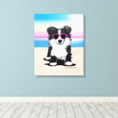KiniArt Border Collie Dog Beach Canvas Afdruk (Insitu (Houten vloer))