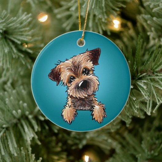 KiniArt Border Terrier Ceramic Ornament (Boom)