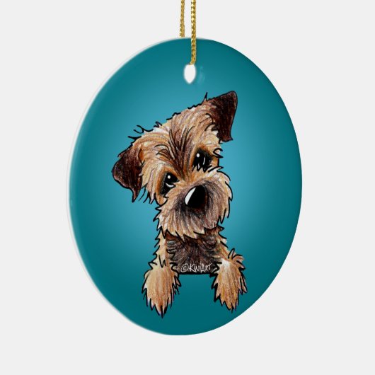 KiniArt Border Terrier Ceramic Ornament (Rechts)