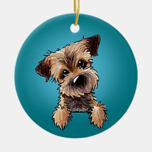 KiniArt Border Terrier Ceramic Ornament (Voorkant)