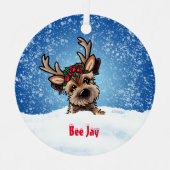 KiniArt Border Terrier Kerstmis Metalen Ornament (Voorkant)