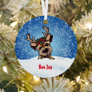 KiniArt Border Terrier Kerstmis Metalen Ornament
