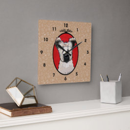 KiniArt Briard Wall Clock Vierkante Klok