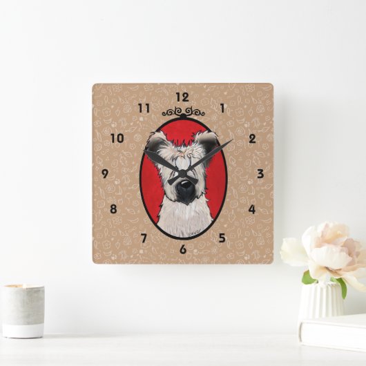 KiniArt Briard Wall Clock Vierkante Klok (Huis)