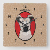 KiniArt Briard Wall Clock Vierkante Klok (Voorkant)