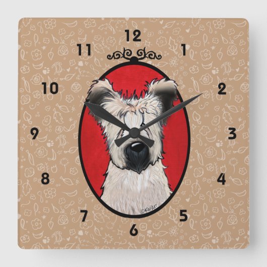 KiniArt Briard Wall Clock Vierkante Klok (Voorkant)