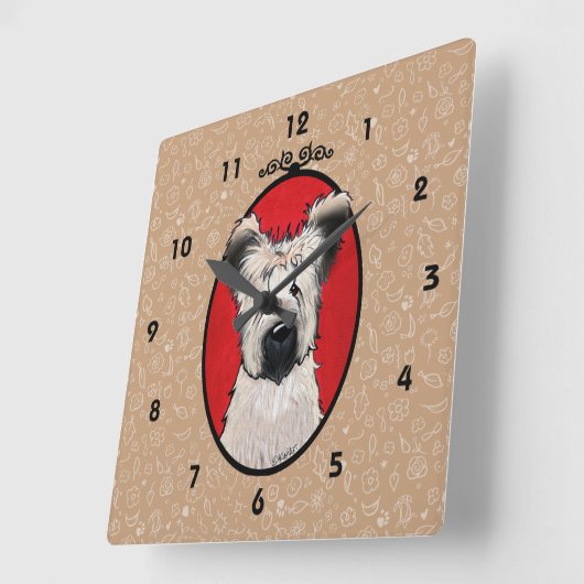 KiniArt Briard Wall Clock Vierkante Klok (Hoek)