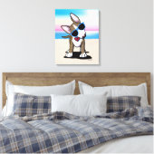 KiniArt Brindle Bull Terrier Dog Beach Canvas Prin Afdruk (Insitu (Slaapkamer))