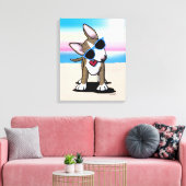 KiniArt Brindle Bull Terrier Dog Beach Canvas Prin Afdruk (Insitu (Woonkamer))