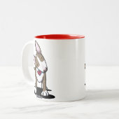 KiniArt Brindle Bull Terrier Tweekleurige Koffiemok (Voorkant links)