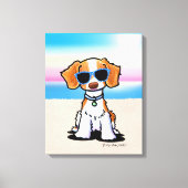 KiniArt Brittany Dog Beach Canvas Afdruk (Voorkant)