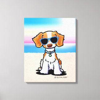 KiniArt Brittany Dog Beach Canvas Afdruk