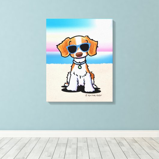 KiniArt Brittany Dog Beach Canvas Afdruk (Insitu (Houten vloer))
