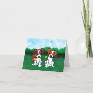 KiniArt Brittany Dog Christmas Feestdagen Kaart