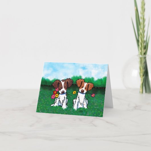 KiniArt Brittany Dog Christmas Feestdagen Kaart (Voorkant)