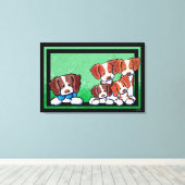 KiniArt Brittany Dogs Art Canvas Afdruk (Insitu (Houten vloer))