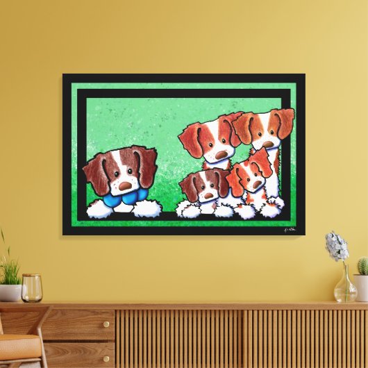 KiniArt Brittany Dogs Art Canvas Afdruk (Insitu (Woonkamer))