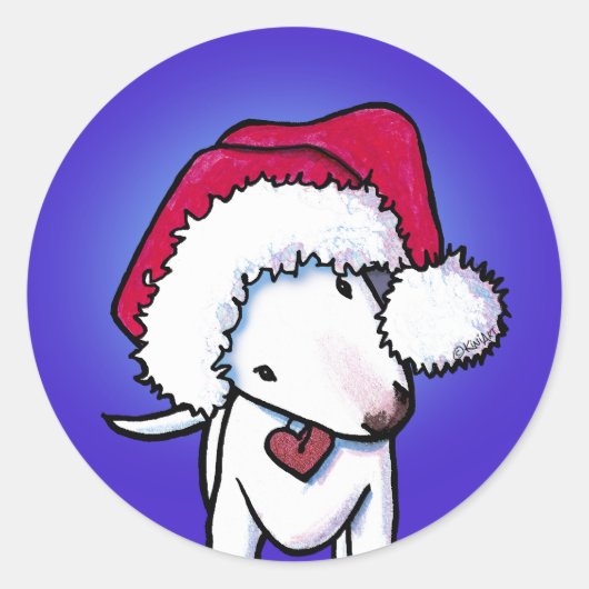 KiniArt Bull Terrier Classic Round Stick Ronde Sticker (Voorkant)